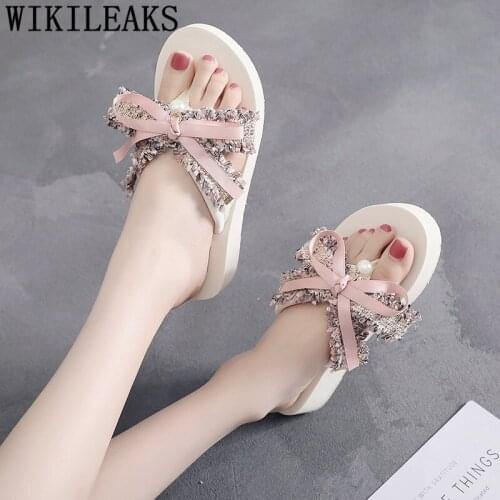 Fashion Ladies Wedge Slippers Shoes Women Casual High Heel Slippers Platform Flip Flops Wedges Shoes For Women Slides Big Size