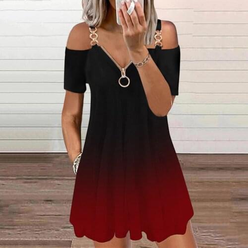 Summer Cold Shoulder Sexy Dress Plus Size Short Sleeve V Neck Elegant Dresses For Women Clothing Vestidos Mujer Verano 2021