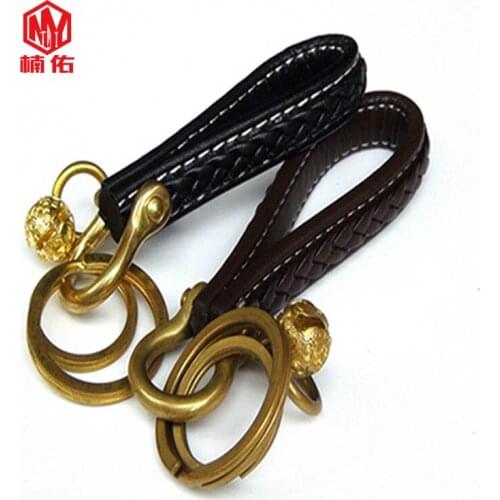 1 Pc PU Leather Key Rope Creative Car Keychain Metal Key Ring EDC Key Ring