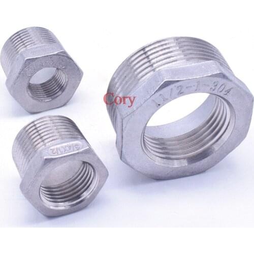 1PC Reducer Bushing Male x Female 1/8" 1/4" 3/8" 1/2" 3/4" 1" BSPT Thread Stainless Steel SS304 Pipe Fittings For Water Gas Oil