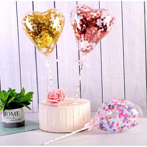 10 pack 5 In Balloon Cake Topper Small Heart Transparent Balloon Cake Topper balons for Birthday Baby Shower Wedding Party Decor