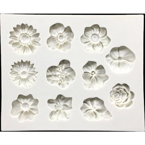11 Flowers Silicone Sugarcraft Molds Fondant Cake Decorating Tools