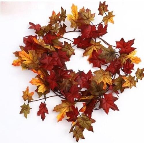178cm Artificial Plants Vine Fake Maple Leaves Wall Hanging Silk Tree Foliage Rattan Ivy for Christmas Wedding Home Decoration