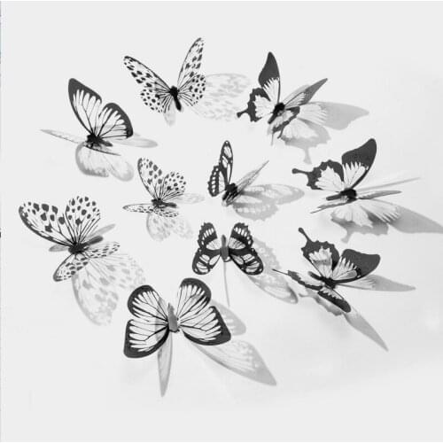 18pcs 3D Crystal Butterfly Wall Stickers Creative Butterflies with Diamond Home Decor Kids Room Decoration Art Wall Decals