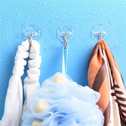 2Pcs Kitchen Seamless Viscose Hook Bathroom Transparent Wall Hangers Adhesive Hook Wall Door Hanging Nailless Hooks #20