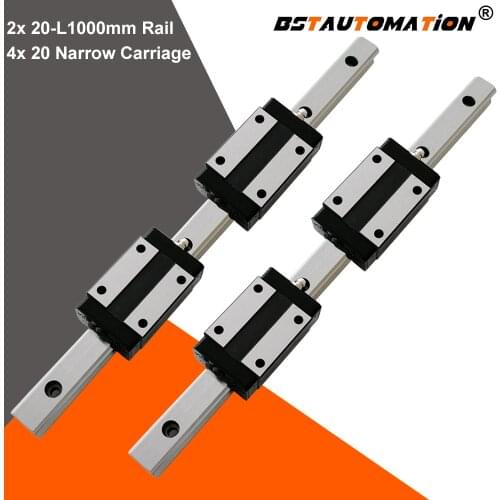20mm Square Linear Guide BLH20 1000mm linear rail +4pcs BLH20N Narrow Linear Slide Block HGR20 HGH20CA HSR20 for CNC X Y Z Axis