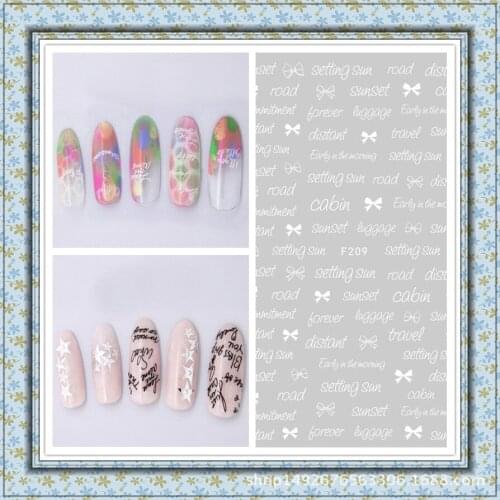 2019 New Arrived 2sheets Word Nail Stickers Decals White and Black letter Nail Art Decorations Manicure Tools Sliders F205-212