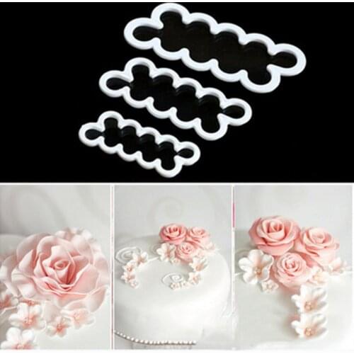 3PCS 3D Rose Petal Flower Cutter Rose Maker Mold Fondant Cake Decorating Tool Kitchen Pastry Baking Accessories For Kitchen