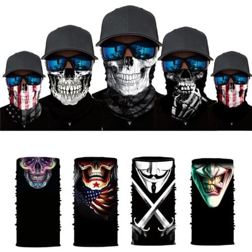 3D Anime Skull Bandana Scarf Windproof Training Cycling Bandana For Head Sports Face Shield Men Motorcycle Balaclava Sport Scarf