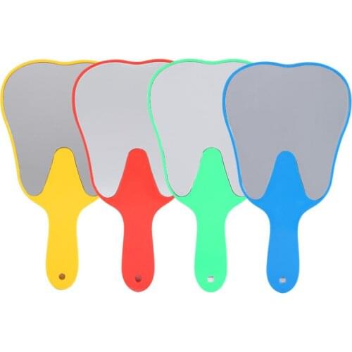 Fashionable Cute Plastic Handle Dental Care Enlarge Hand Mirror Tool Mirror Protective Film Isn't Friable Four Colors Available