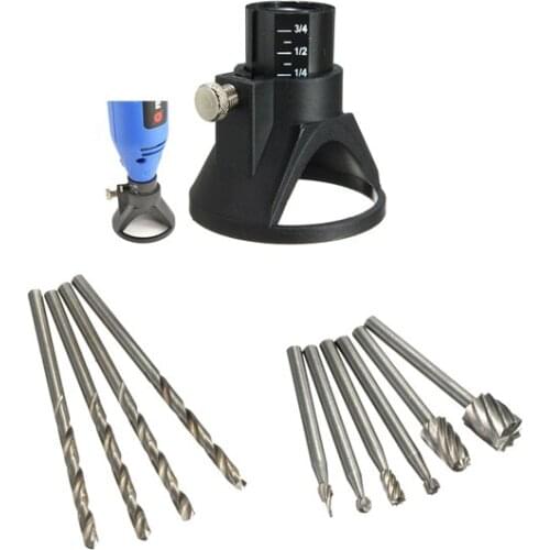 Drill Carving Locator 4pcs 3mm Twist Drills and 6pcs Wood Milling Burrs For Rotary Tools