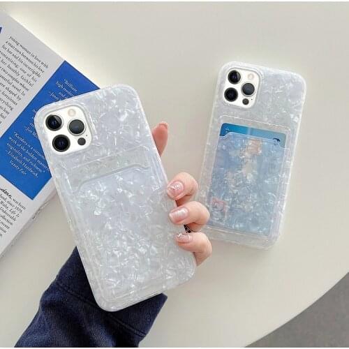 Card Holder Glitter Dream Shell Phone Case For iPhone 12 11 Pro Max X XR XS Max 7 8 Plus SE 2020 12 Soft IMD Card Bag Back Cover
