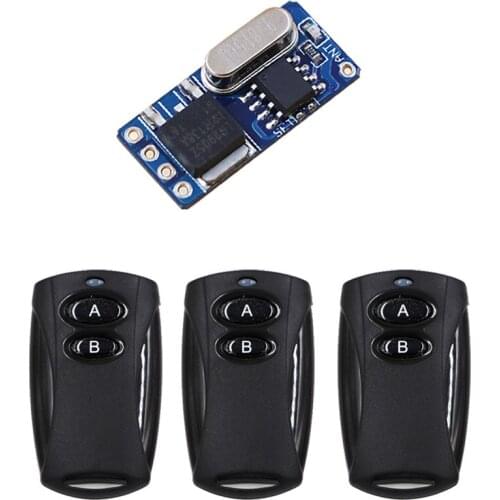 DC3.6V-DC12V Mini Remote Control Switch System Receiver +3pcs Transmitter Learning Code Momentary Toggle Latched 315MHZ