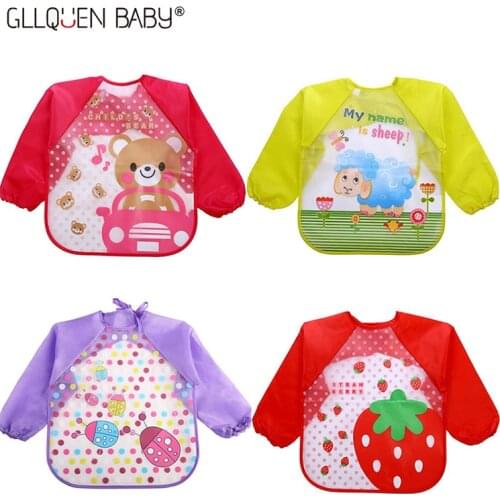 Baby Bibs Feeding Bibs Apron Cute Cartoon Bibs Eva Waterproof Long Sleeve Boys Girls Painting Bibs For Infant Toddler Bibs