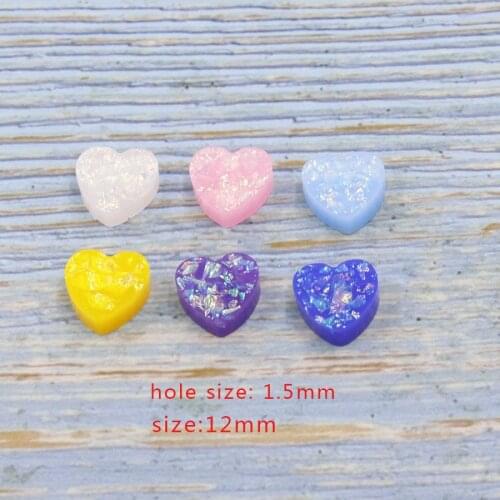 Fnixtar Wholesale Trendy Charms Love Heart Shape Synthetic Opal OP Charm 12mm Heart Opal Stone Hoel Size 1.5mm 20Piece/lot
