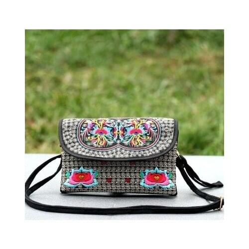 Nice national embroidery women small shopping handbags!Multi floral prints lady Hasp shoulder bag Top All-match canvas Carrier