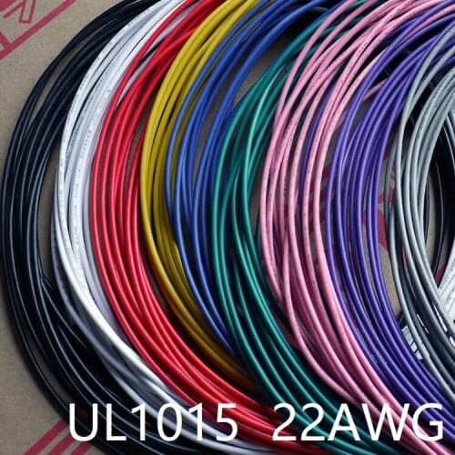 UL1015 22AWG PVC Insulated Electronic Wire OD 2.4mm Tinned Copper Environmental Stranded Cable DIY Cord Line UL Certification 1M