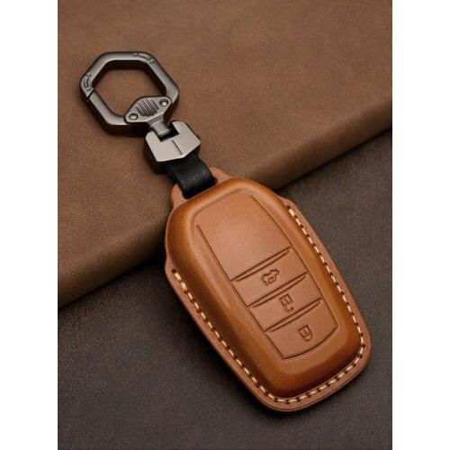 Leather Key Case Cover Shell For Toyota Camry Corolla RAV4 Prius CHR C-HR Corolla Avalon GT86 2018-2020 Protector Cover Keychain