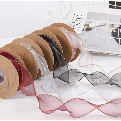 10 Yards 40mm Organza Wave Ribbons For Crafts Cake Box Gift Package Bouquet Decorative Ribbon Tape Headwear Bow DIY