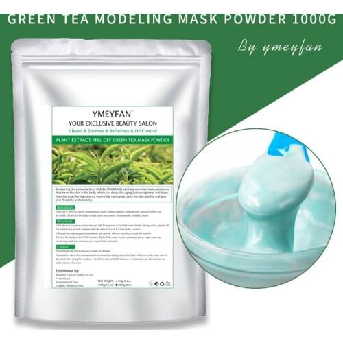 1KG/Pack Green Tea Mask Powder DIY SPA Jelly Mask Powder Deep Cleaning Refreshes Facial Oil Control Peel Off Modeling Face Mask