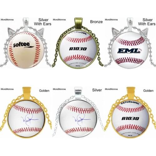 Vintage Fashion Glass Pendant Necklaces Jewelry Handmade Necklace For Women Softball