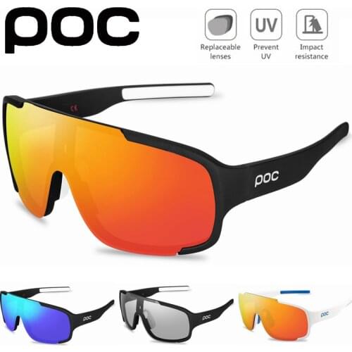 4 Lens POC Cycling Glasses Bike Bicycle Polarized Glasses Sports Mens Sunglasses MTB Road Cycling Eyewear Protection Goggles