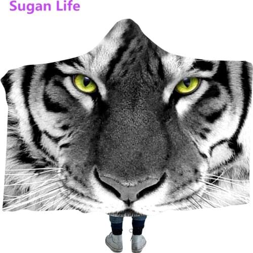 Sugan Life Hooded Blanket Colorful Animal With Hat Soft Sherpa Fleece Watercolor Tribal Fox Wearable Throw Blanket Free shipping