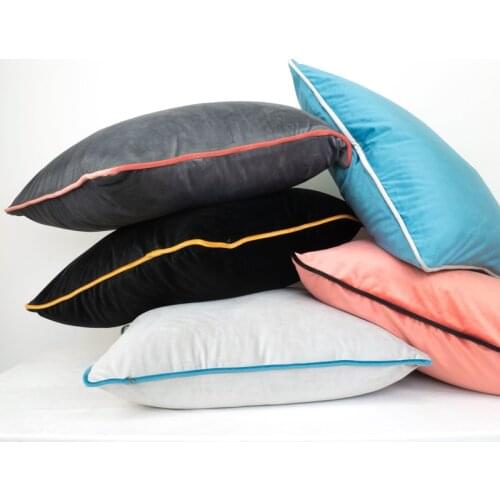 Orange Red Gray Blue Piping Velvet Cushion Cover Pillow Case Chair/Sofa Pillow Cover No Balling-up Home Decor Without Stuffing