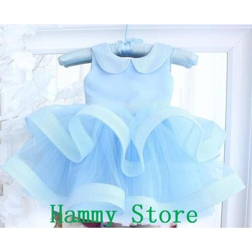 Baby Blue Kids Dresses For Girls Princess Dress Flower Girl Wedding Evening Gowns Party Dresses Teenage Dress vestido