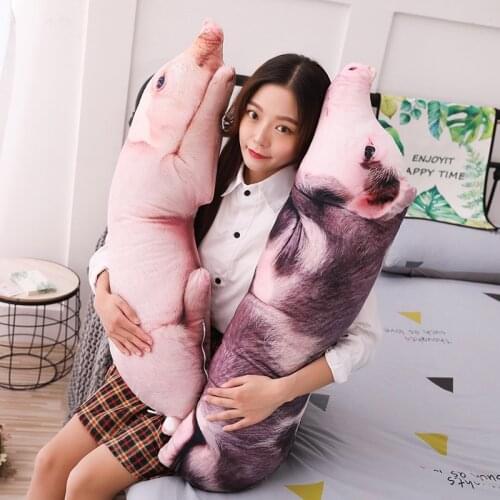 50-120cm Simulated Sleeping Pig Plush Pillow Animals Stuffed Pillows Sofa Decor Friend Gift