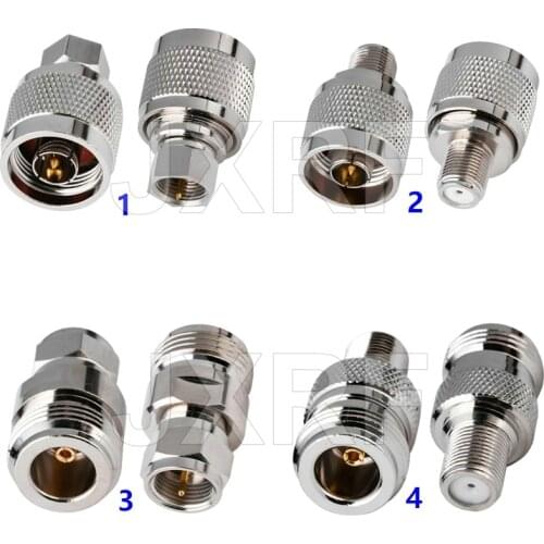 JX connector 2pcs RF Adapter N Male Plug Male Pin to F Female Jack Adapter Coaxial Cable Adapter
