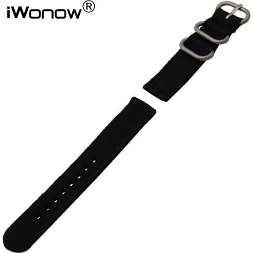 18mm Genuine Nylon Band for Huawei Watch 1st / Fit Honor S1 Asus ZenWatch 2 Women WI502Q Matt Stainless Steel Buckle Wrist Strap