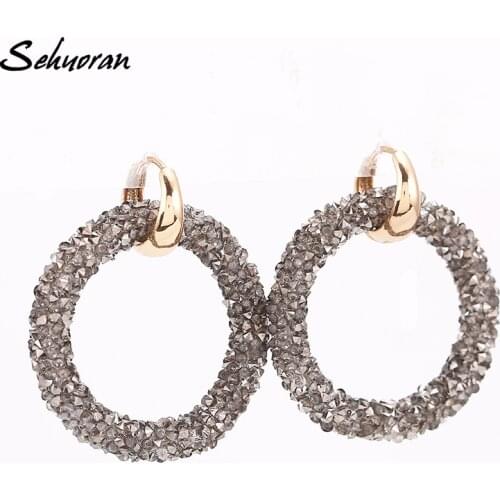 Sehuoran Oorbellen Artificial Earrings For Women Statement Earings Two kinds Of Wear Law Copper Buckle Round Brincos Aretes EAR