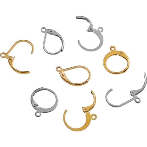 20pcs/lot Stainless Steel Earrings gold Tone Findings French Earring Hooks Wire Settings Women DIY Jewelry Making Accessories