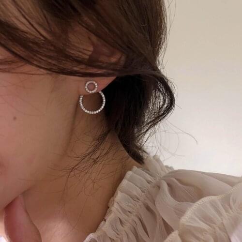 Micro Pave Zircon Front and Back Circle Stud Earrings for Women 2021 New Jewelry Delicate Earings Wholesale