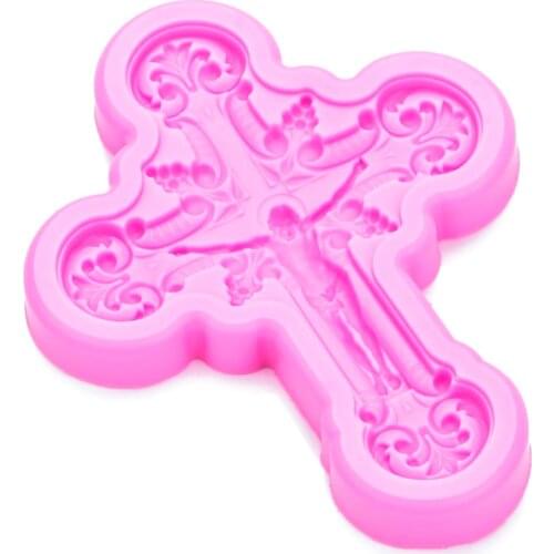 Jesus on the cross silicone mold for confectionery chocolate fondant cake decorating tools moldes para reposteria silikon form