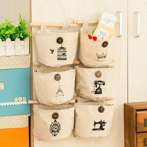Storage Bag Organizer Socks Fabric Cotton Pocket for Toy Clothing Storage Hanging Holder Storage Bags Door Wall Hanging