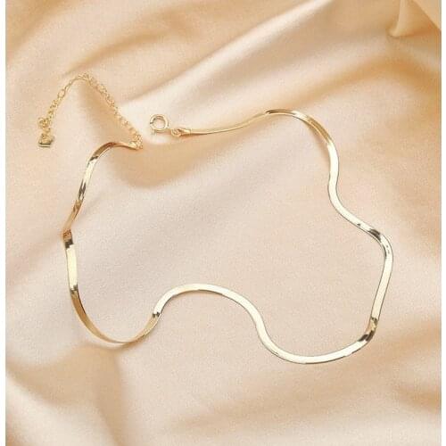 UBESTNICE Trendy Pure 18K Yellow Gold AU750 Snake Flat Thick Chain Chocker Necklaces Fine Jewelry For Women Girl Party Gift