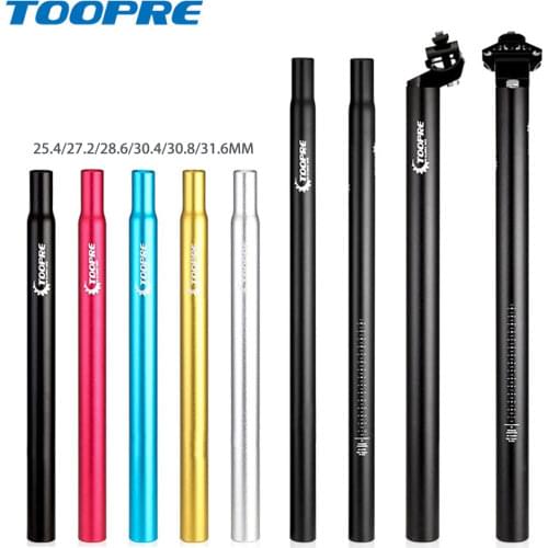 TOOPRE 25.4 27.2 28.6 30.4 30.8 31.6mm MTB seatpost 350 450mm Aluminum Alloy seat tube Long fixed gear seat post extension