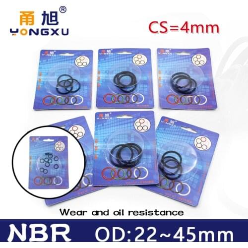 Seal O-ring NBR thickness CS 4mm OD 22/24/25/28/30/32/34/35/38/40/42/45mm Boxed Rubber Gasket Nitrile Oil Rings Seal Washer