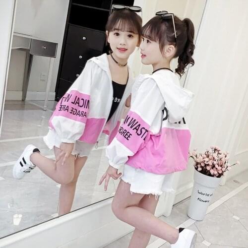 Childrens Windbreaker Spring Kids Girl Hooded Long Sleeve Summer Beach Holiday Jacket Baby Sunscreen Outerwear Coat Clothing