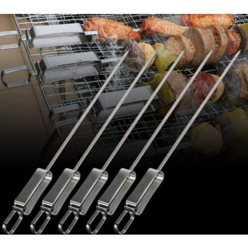 Barbecue Fork Barbecue Grill Accessories Cooking Tools Slideable BBQ Fork Meat Vegetables Stainless Steel Outdoor Tools 6Pcs/Set