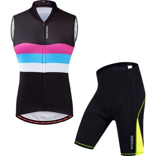 WOSAWE Women Sleeveless Cycling Motorcycle Jersey Bike Clothing Bicycle Wear Mtb Cycling Cloth Motorbike Sportwear Shorts Vests
