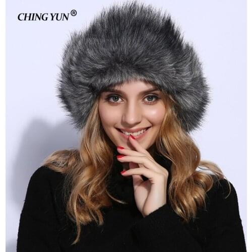 2019 Winter Women Hat Long Fur Bomber Hats For Print Flowers Imitation fox fur Thick cotton cap Warm fashion cotton plush hat