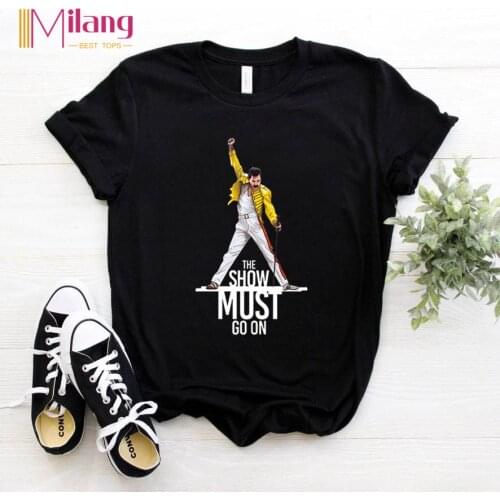 Women Freddie Mercury The Queen Band Black T-shirts Female Short Sleeve Tees 2020 Summer Brand Rock Clothing Girl Tops