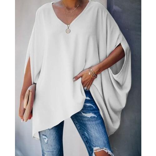 Ladies Summer New V-neck T-shirt Solid Color Tie-dye Printing Hedging Bat Sleeve Fashion Casual T-shirt Streetwear Women Top