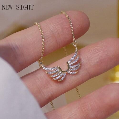 Shiny Side New Accessories Crystal Wings Pendant&necklaces for Women Simple Style Gift Zirconia Necklaces