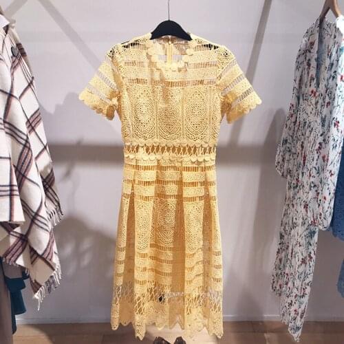 Patads French fashion slim cut pattern short sleeve dress 19 spring and summer womens versatile long skirt e19roseray