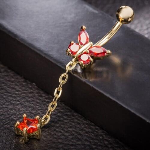 1 Pcs Fashion Belly Button Ring Crystal Butterfly Navel Button Umbilical Ring Piercing Jewelry Gifts