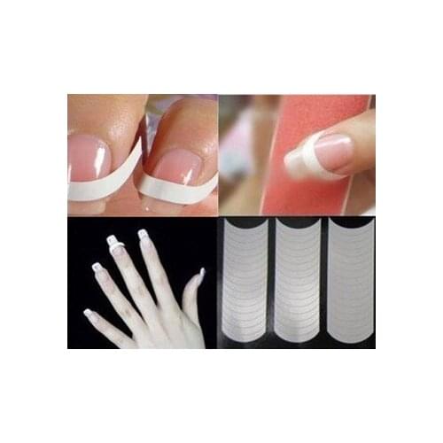 1Packs (48Pcs) Witte Franse Manicure Strip Nail Art Form Fringe Gidsen Sticker Diy Line Tips